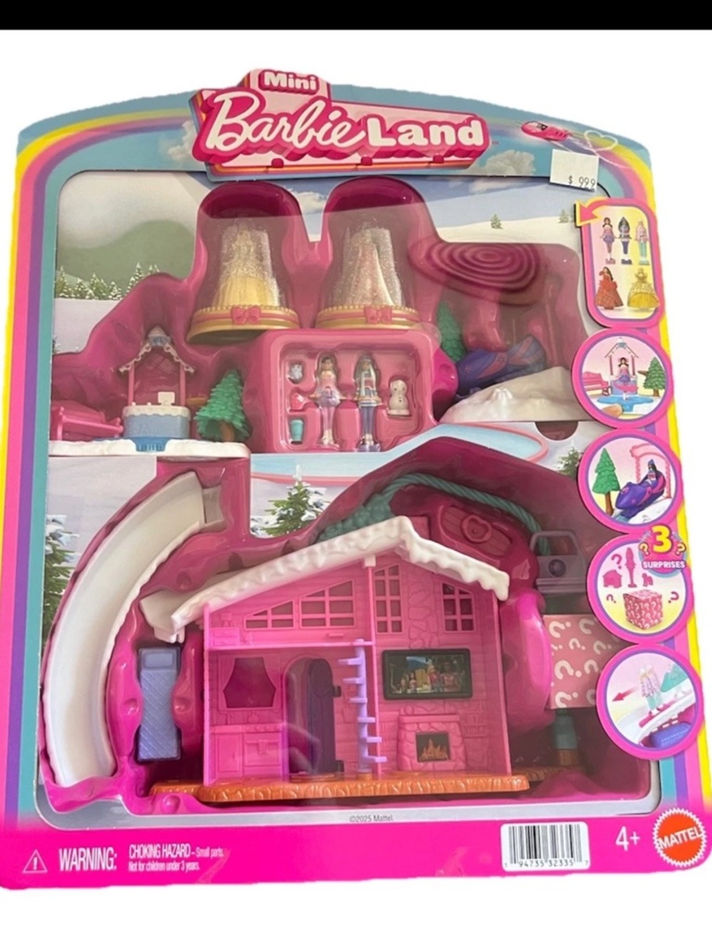 Barbie Mini BarbieLand Holiday Bundle Ski Chalet with Figures New